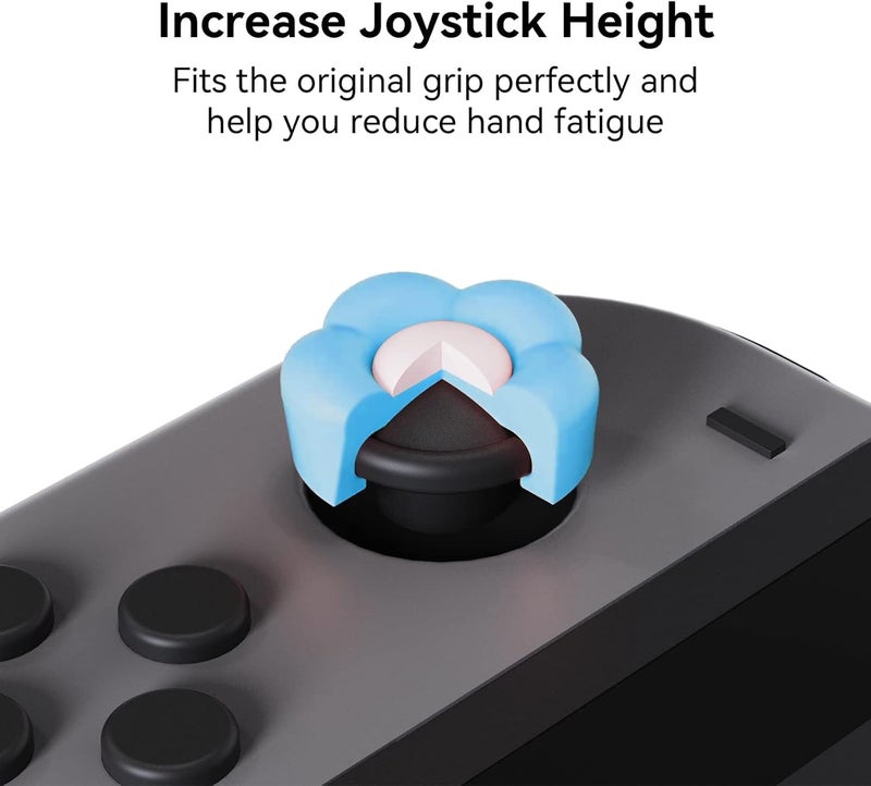 GEEKSHARE Silicone Joy Con Thumb Grip Caps, Joystick Cover Compatible with Switch/OLED/Switch Lite,4PCS - Heart & Flower (Blue&Purple) - Image 3